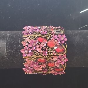 Floral Pink and Red Bracelet